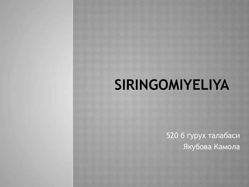 Siringomiyeliya