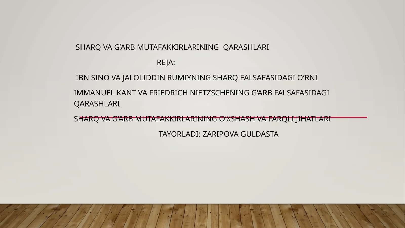 Sharq va G’arb Mutafakkirlarining Qarashlari