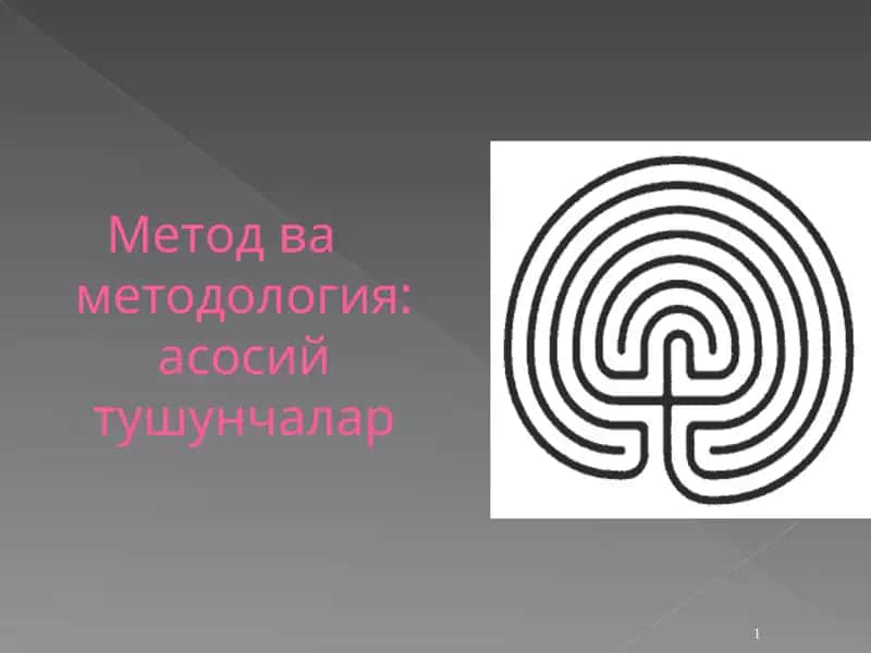 Метод ва методология: асосийтушунчалар