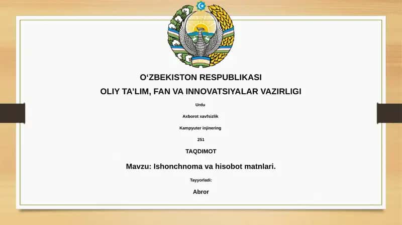 Ishonchnoma va hisobot matnlari
