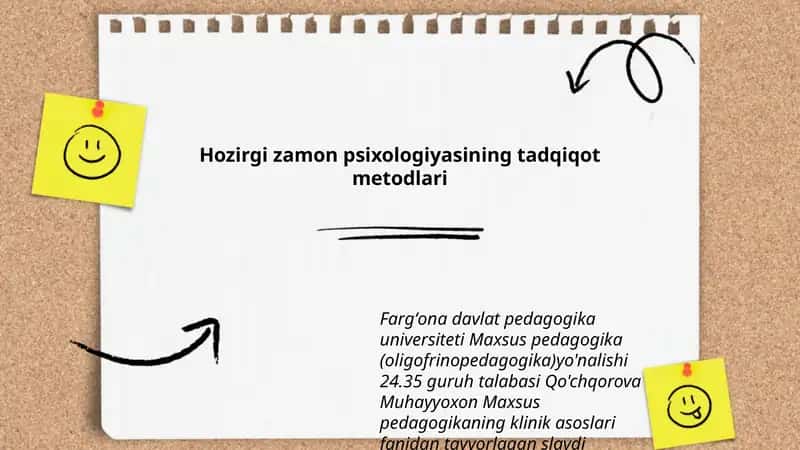 Hozirgi zamon psixologiyasining tadqiqot metodlari