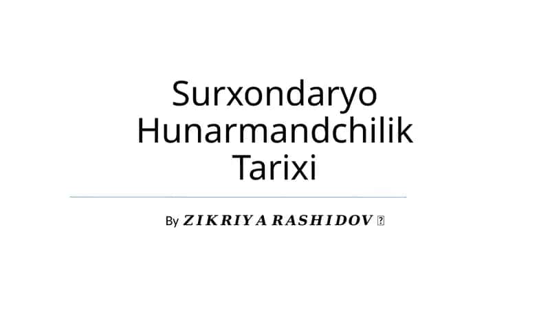 Surxondaryo Hunarmandchilik Tarixi