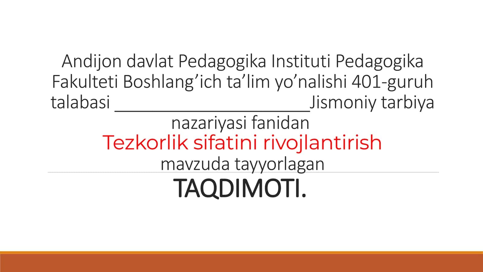 Tezkorlik sifatini rivojlantirish