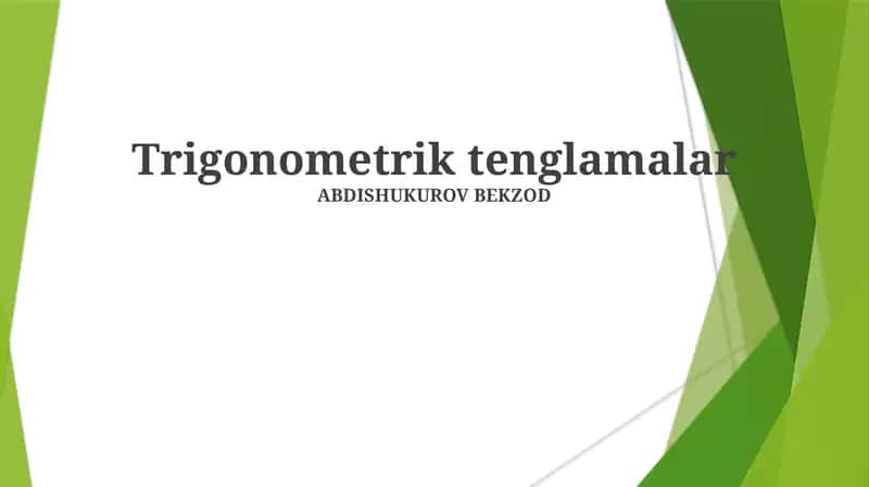 Trigonometrik Tenglamalar