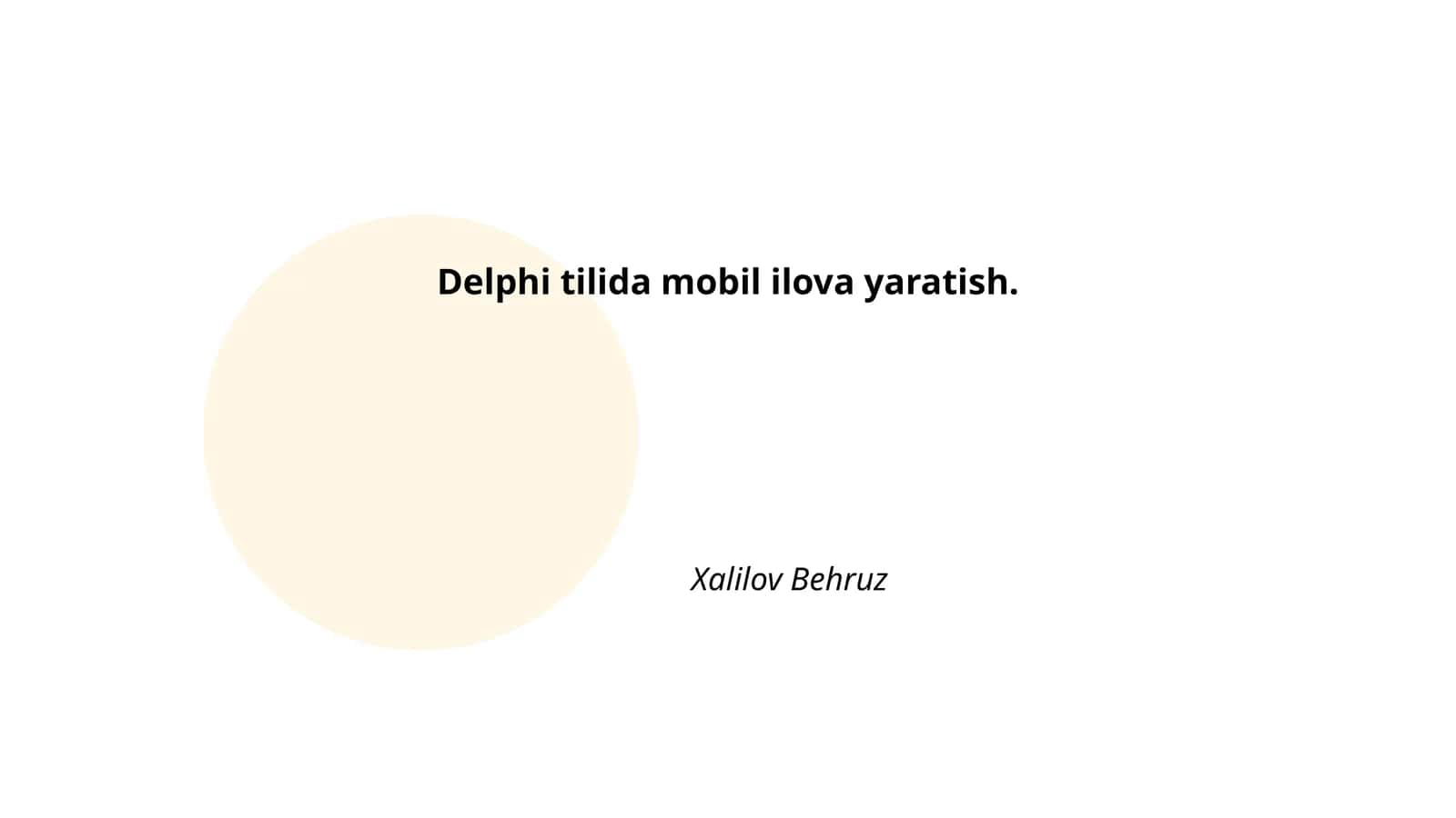 Delphi tilida mobil ilova yaratish