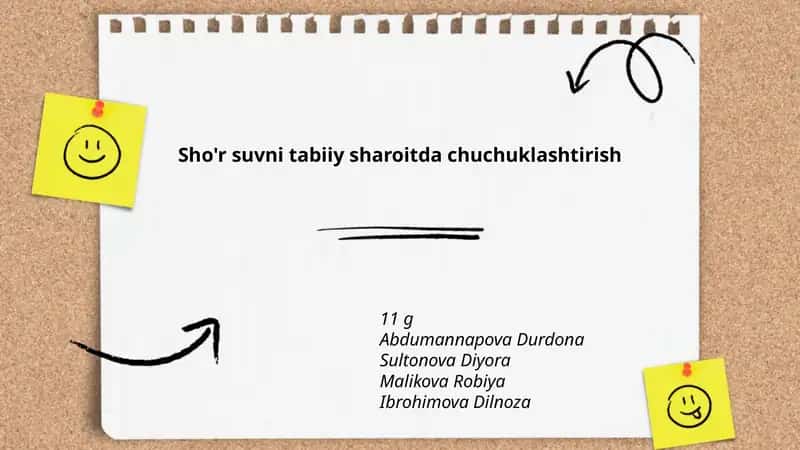 Sho'r suvni tabiiy sharoitda chuchuklashtirish