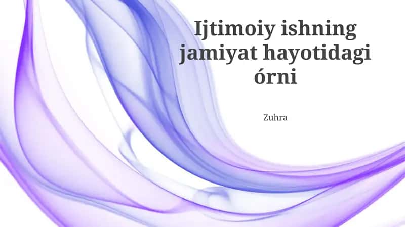 Ijtimoiy ishning jamiyat hayotidagi órni