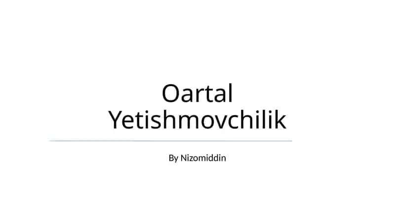 Oartal Yetishmovchilik