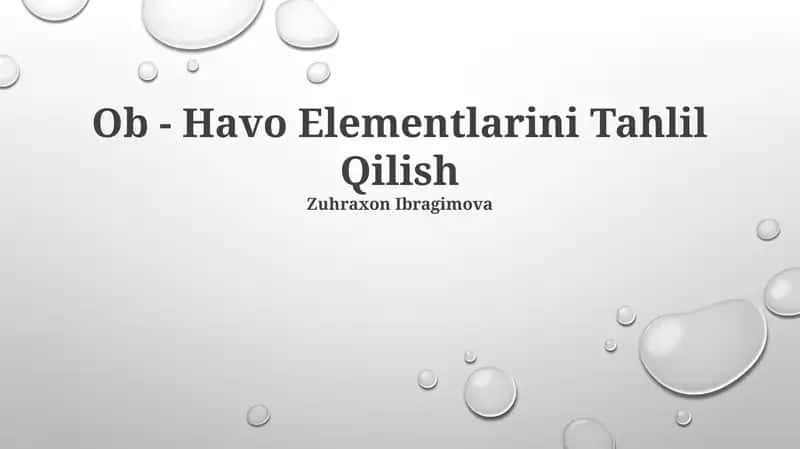 Ob - Havo Elementlarini Tahlil Qilish