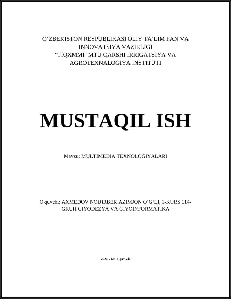 Multimediya Texnologiyalari