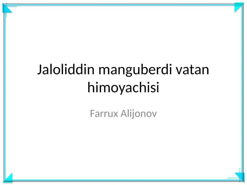Jaloliddin Manguberdi Vatan Himoyachisi