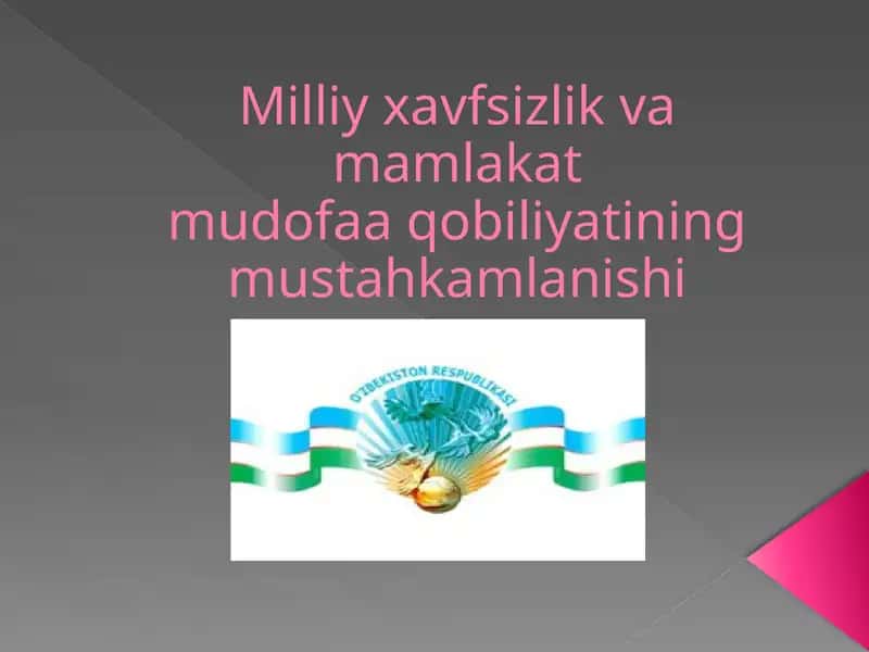 Milliy xavfsizlik va mamlakat mudofaa qobiliyatining mustahkamlanishi
