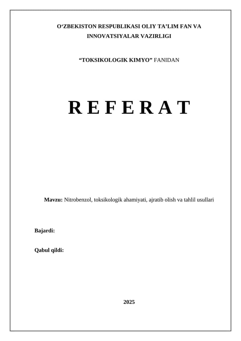 Nitrobenzol toksikologik ahamiyati 1