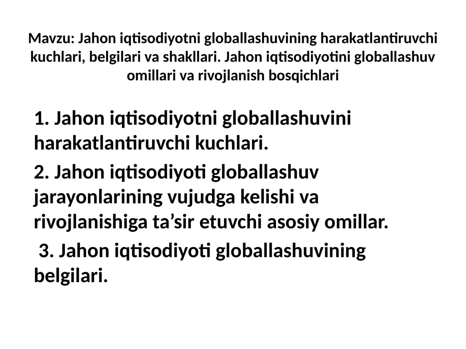 Jahon iqtisodiyot