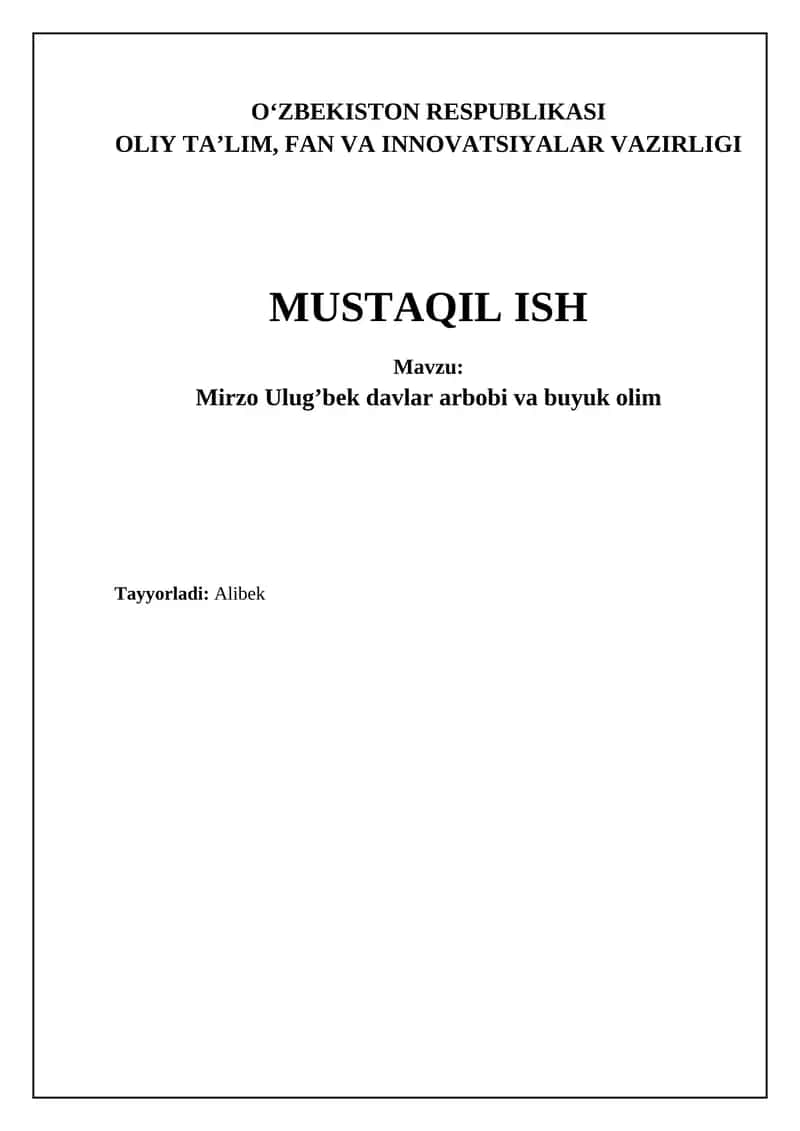 Mirzo Ulug'bek: Davlat arbobi va olim