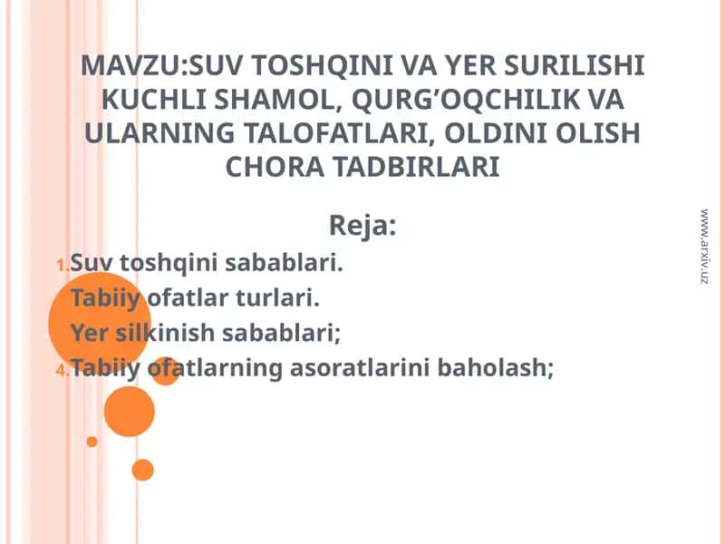 SUV TOSHQINI VA YER SURILISHI