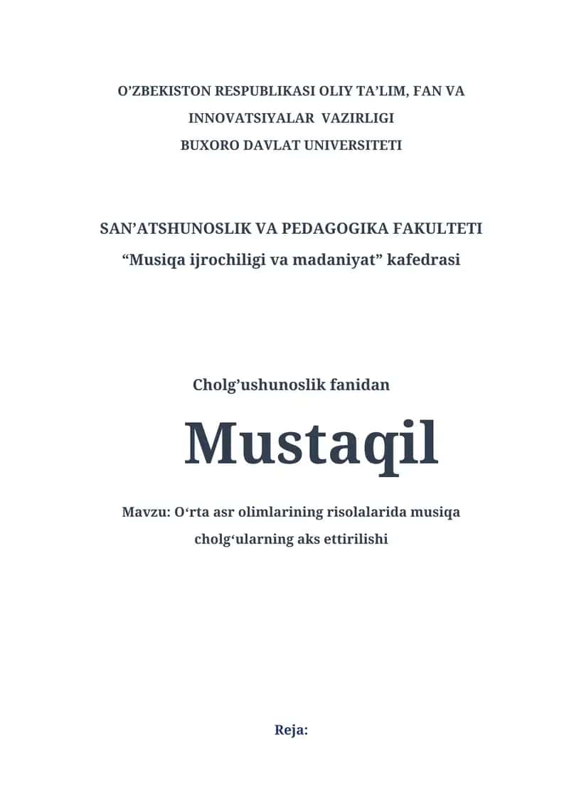 Oʻrta asr olimlarining risolalarida musiqa cholgʻularning aks ettirilishi