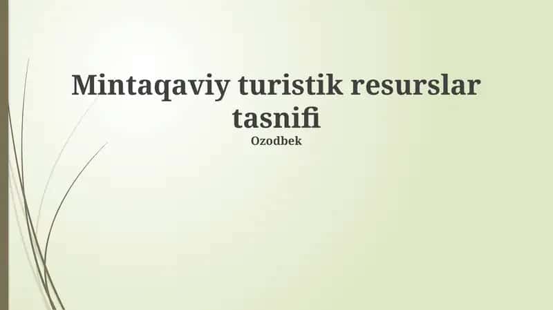 Mintaqaviy turistik resurslar tasnifi