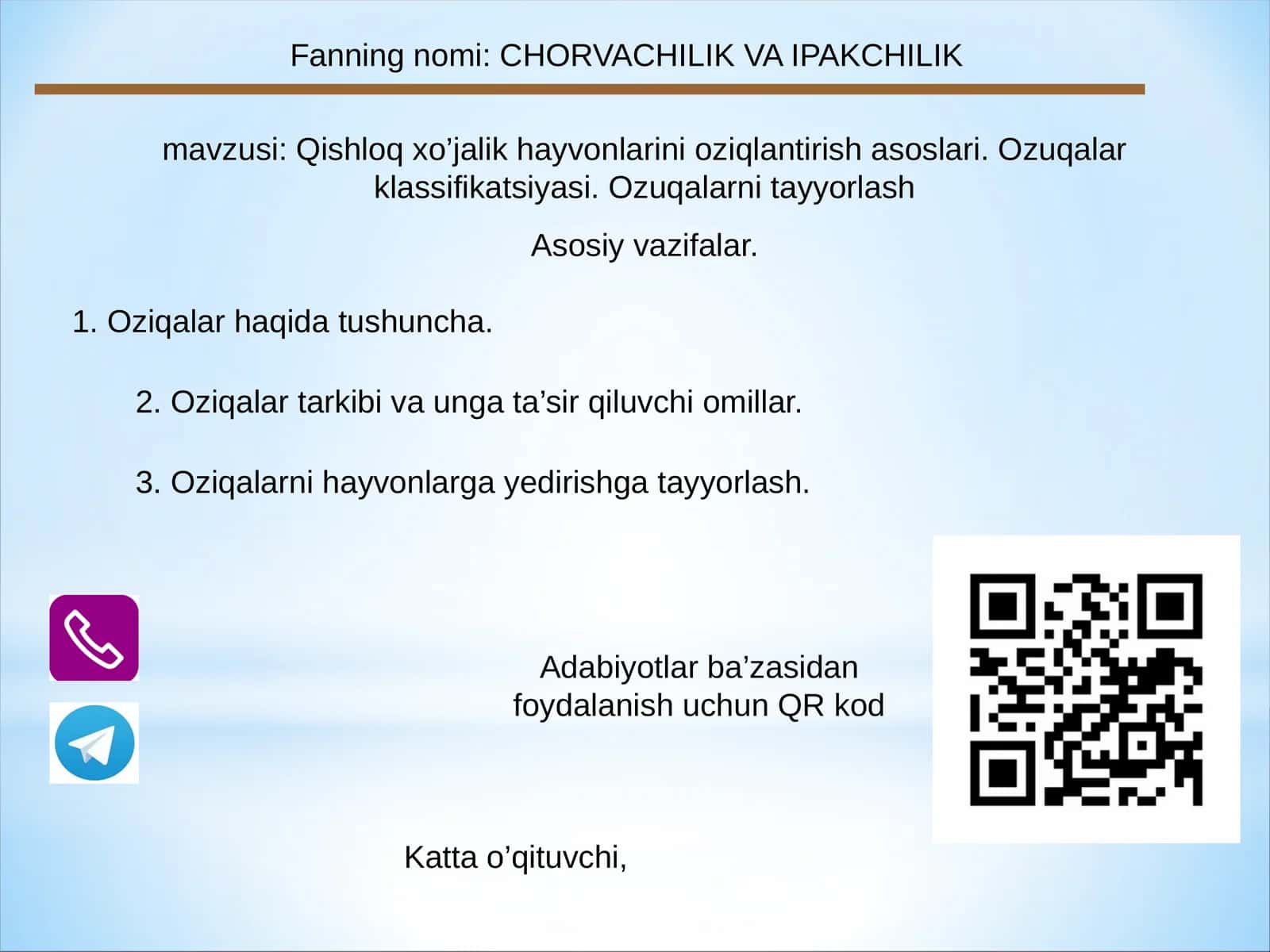 CHORVACHILIK VA IPAKCHILIK