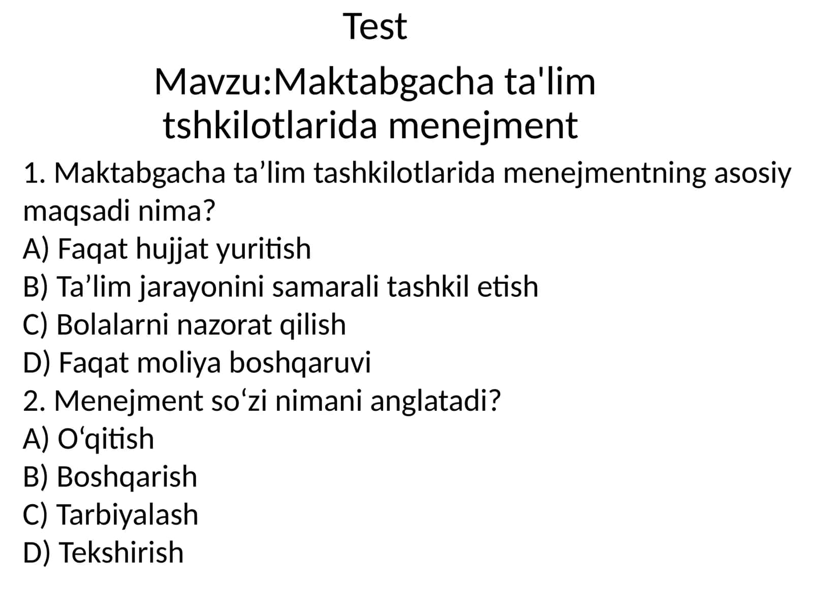Maktabgachata'limtshkilotlaridamenejment