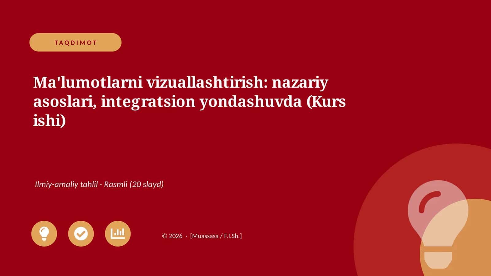 Ma'lumotlarni vizuallashtirish: nazariy asoslari, integratsion yondashuvda (Kurs ishi)