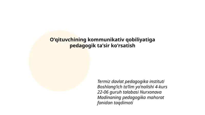 Oʻqituvchining kommunikativ qobiliyatiga pedagogik taʼsir koʻrsatish