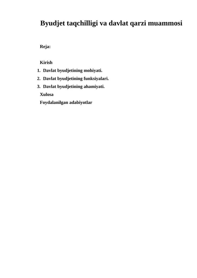 Davlat byudjetining mohiyati