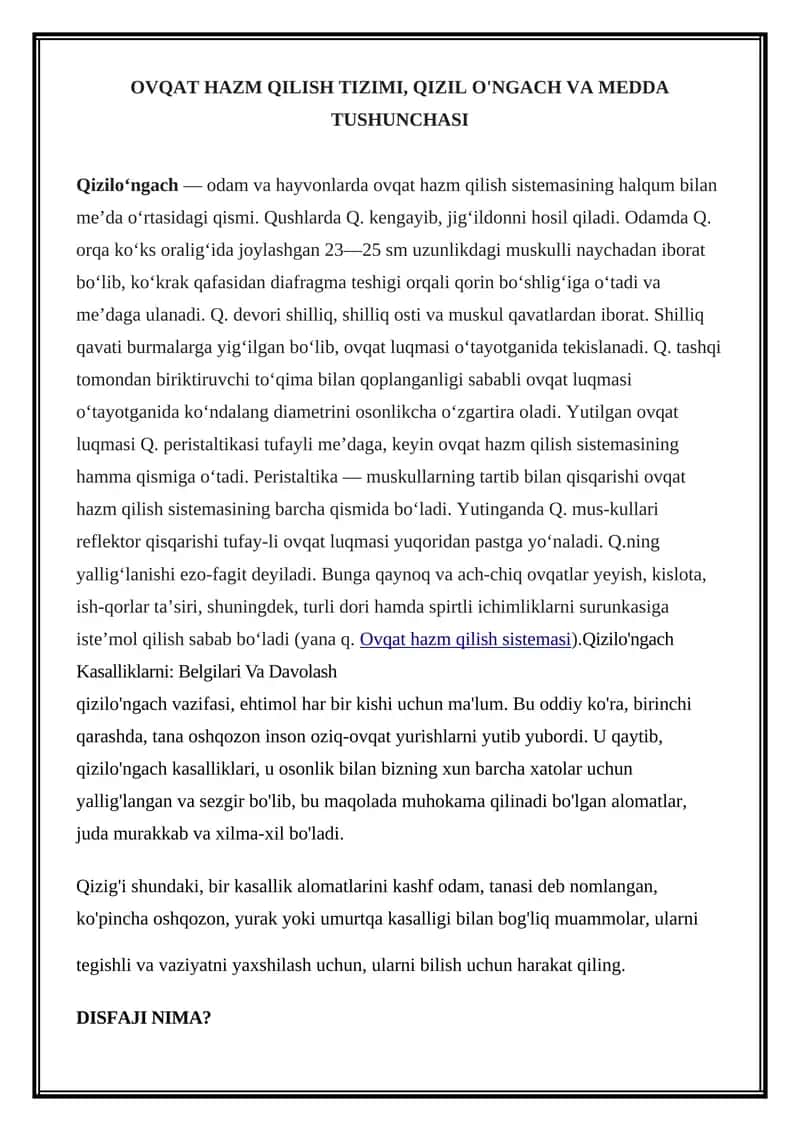 OVQAT HAZM QILISH TIZIMI
