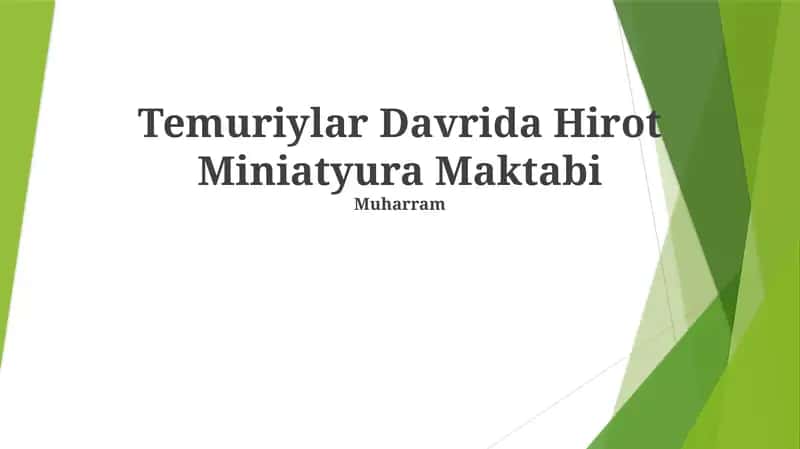 Temuriylar Davrida Hirot Miniatyura Maktabi