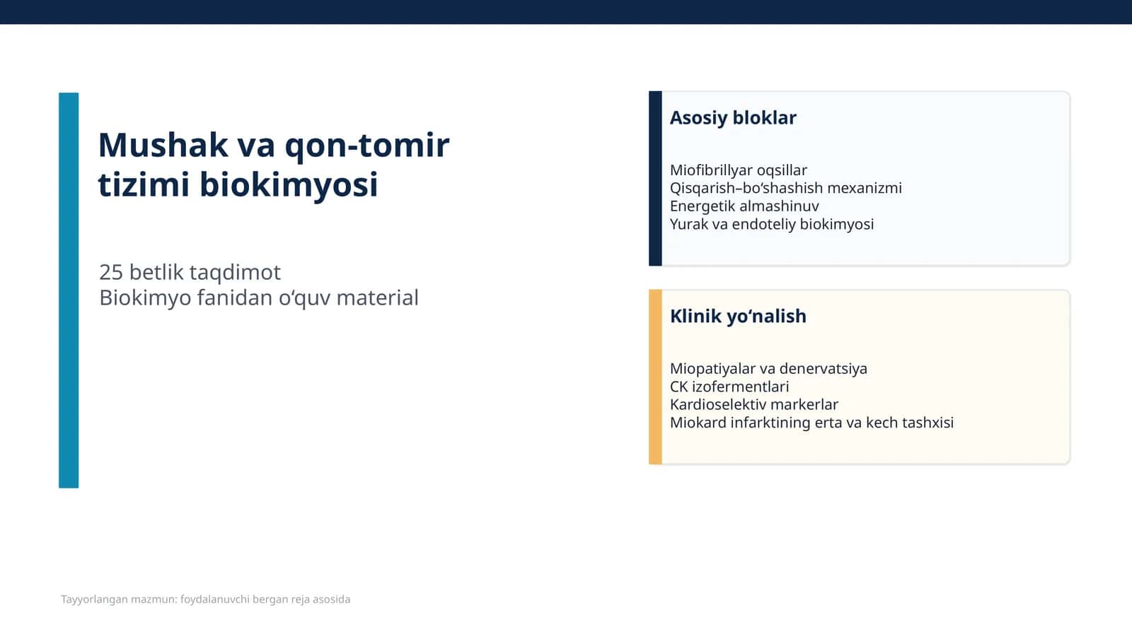 Mushak va qon-tomir tizimi biokimyosi