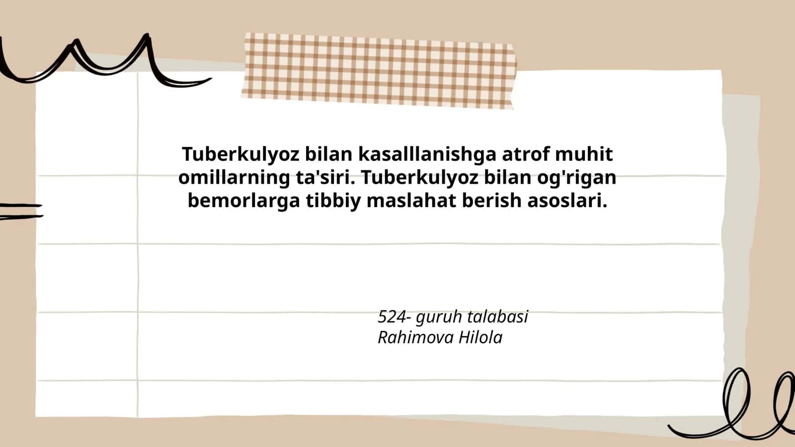 Tuberkulyoz bilan kasalllanishga atrof muhit omillarning ta'siri