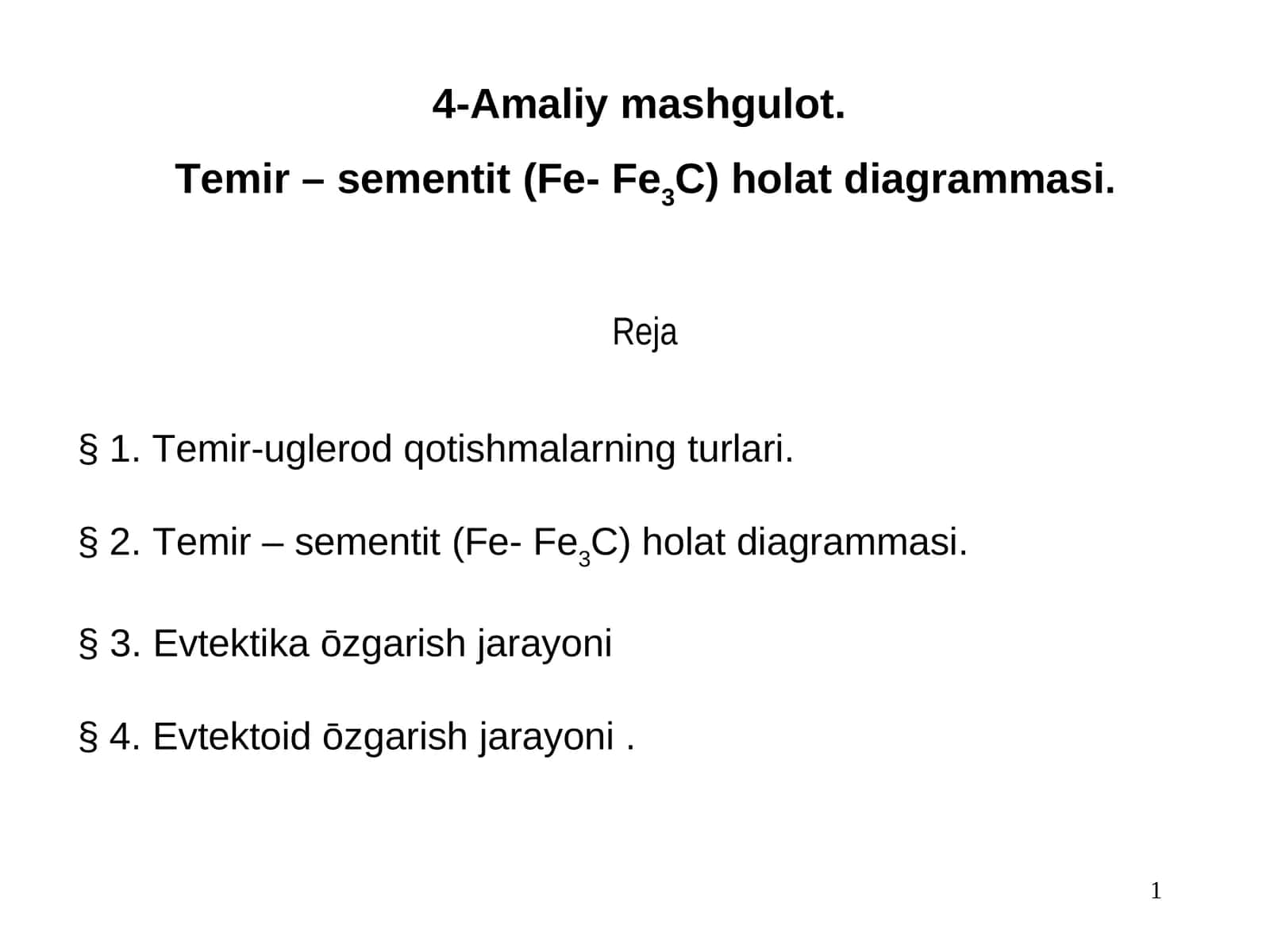 Tеmir –sementit(Fе-Fe3C)holatdiagrammasi