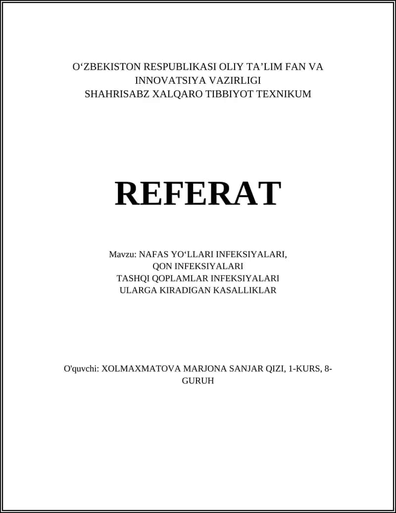 NAFAS YO‘LLARI INFEKSIYALARI