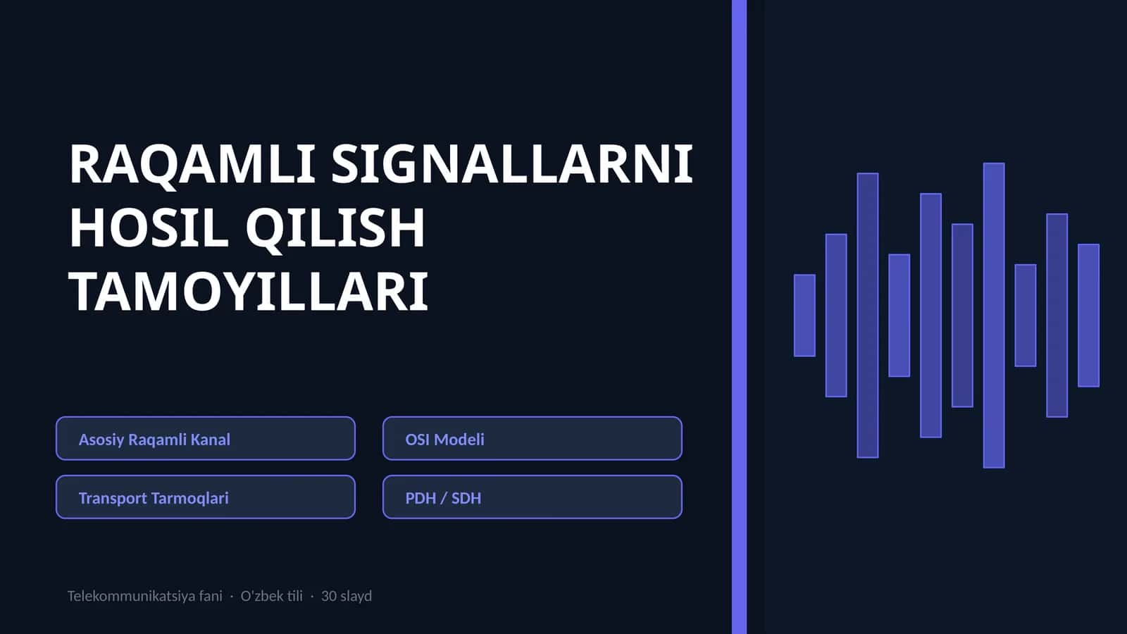 RAQAMLI SIGNALLARNI HOSIL QILISH TAMOYILLARI