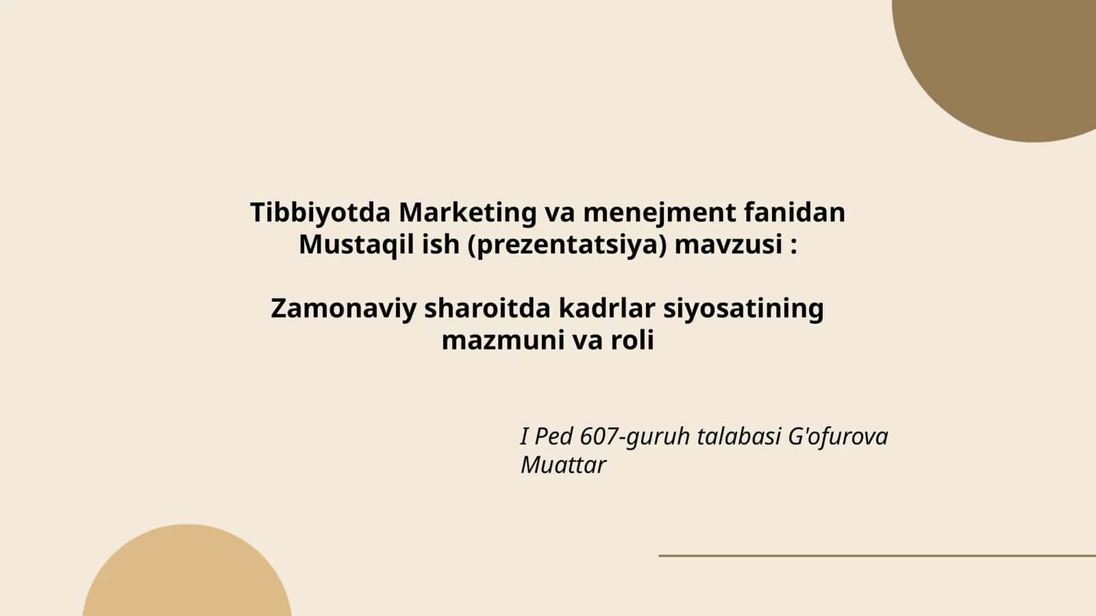 Zamonaviy sharoitda kadrlar siyosatining mazmuni va roli