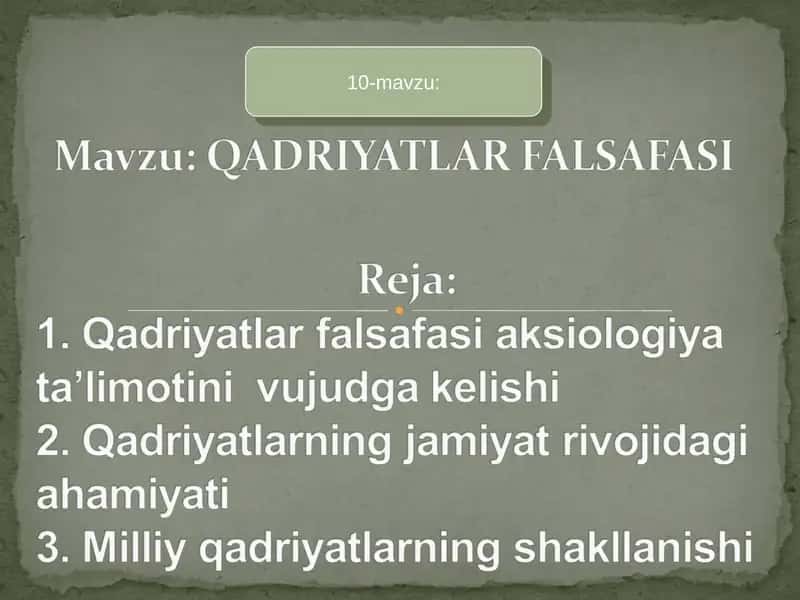Falsafiy bilimning mahnaviy qadriyatlar va mo’ljallar qismi