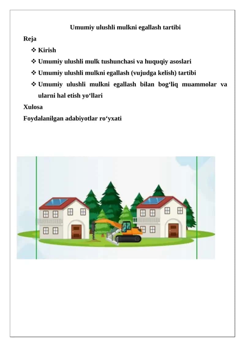 Umumiy ulushli mulkni egallash tartibi