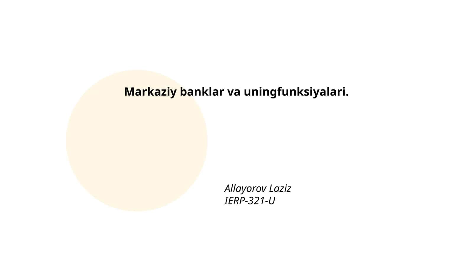 Markaziy banklar va uning funksiyalari