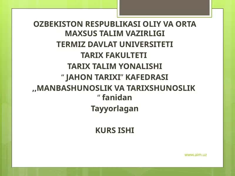 Musulmono’yg’onishdavrivao’rtaosiyoxalqlaritarixinio’rganishdagiahamiyati