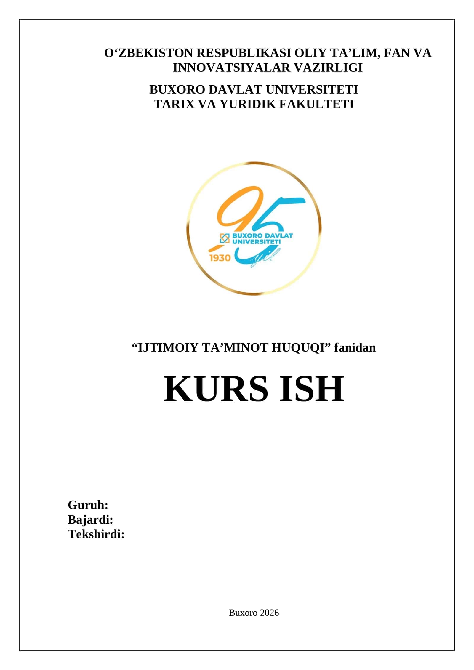 Ijtimoiy ta’minotni amalga oshirish