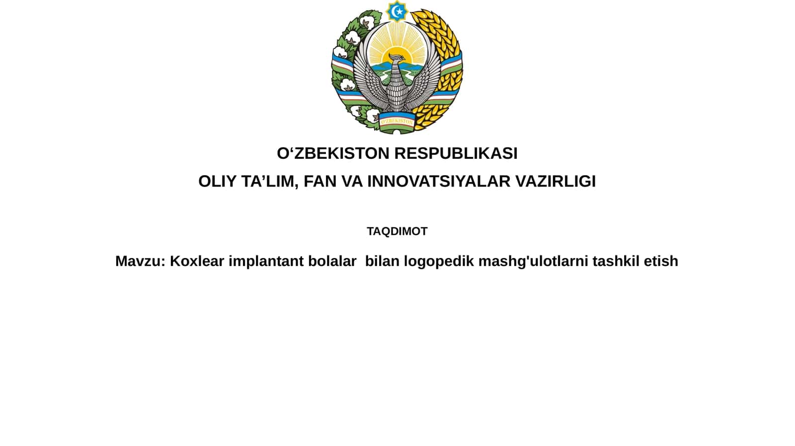 Koxlear implantant bilan logopedik mashg'ulotlar