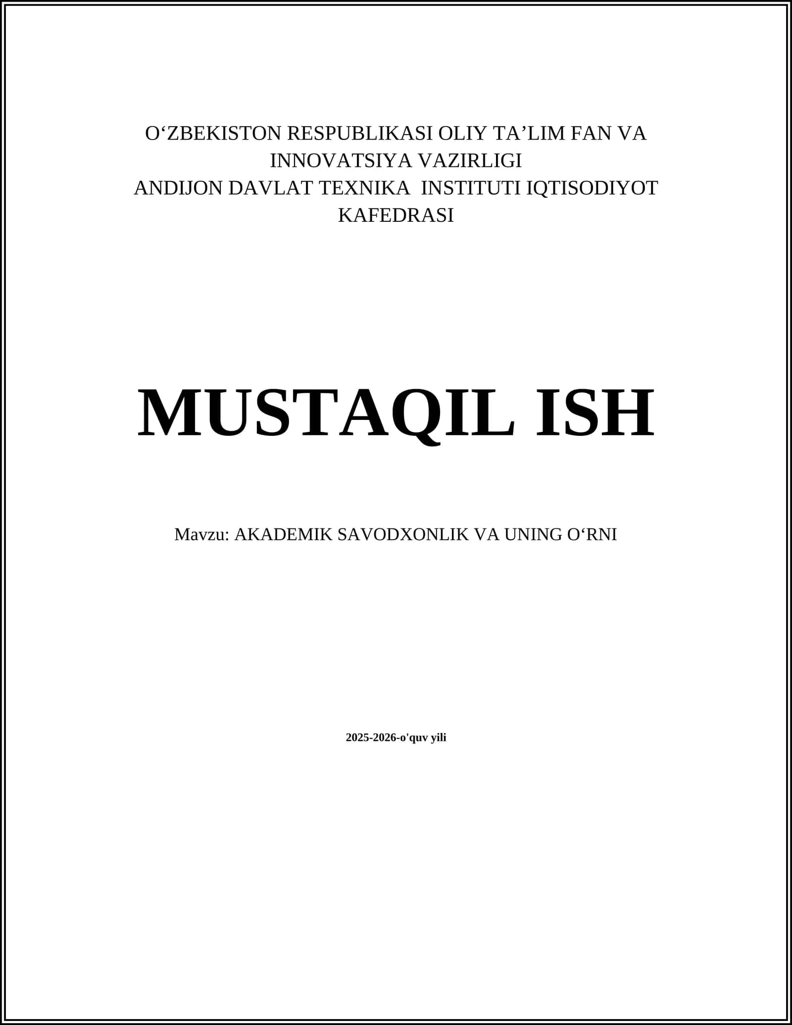 Akademik savodxonlik va uning o‘rni
