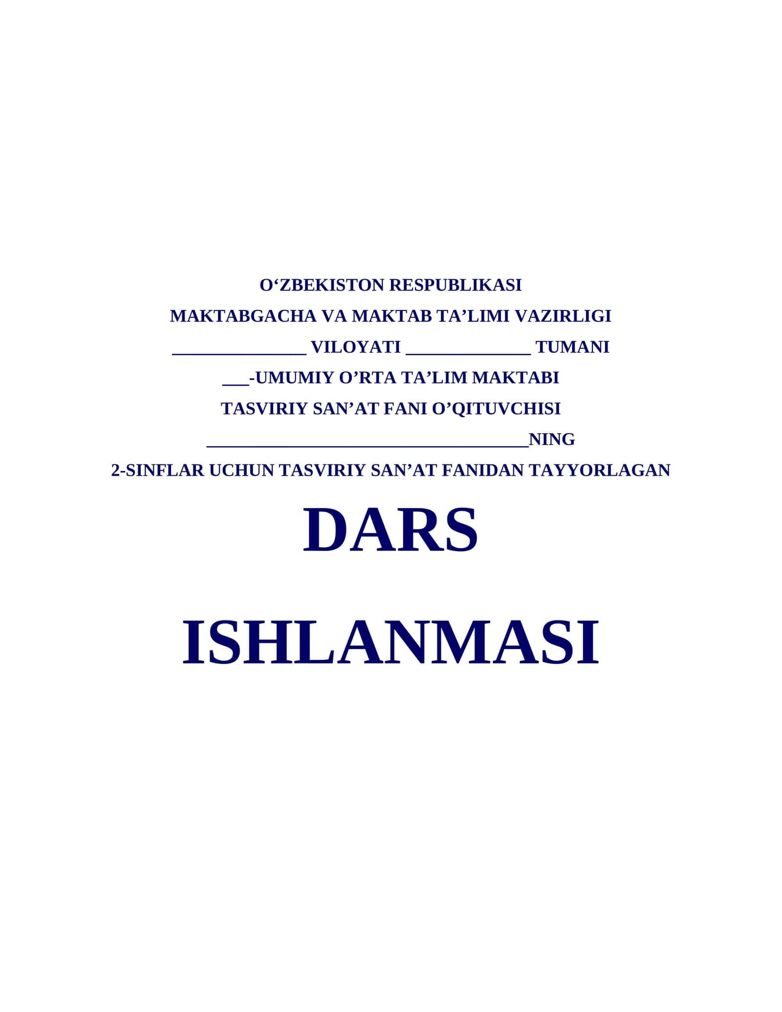 Barmoqlar bilan chizish dars ishlanmasi 2-sinf