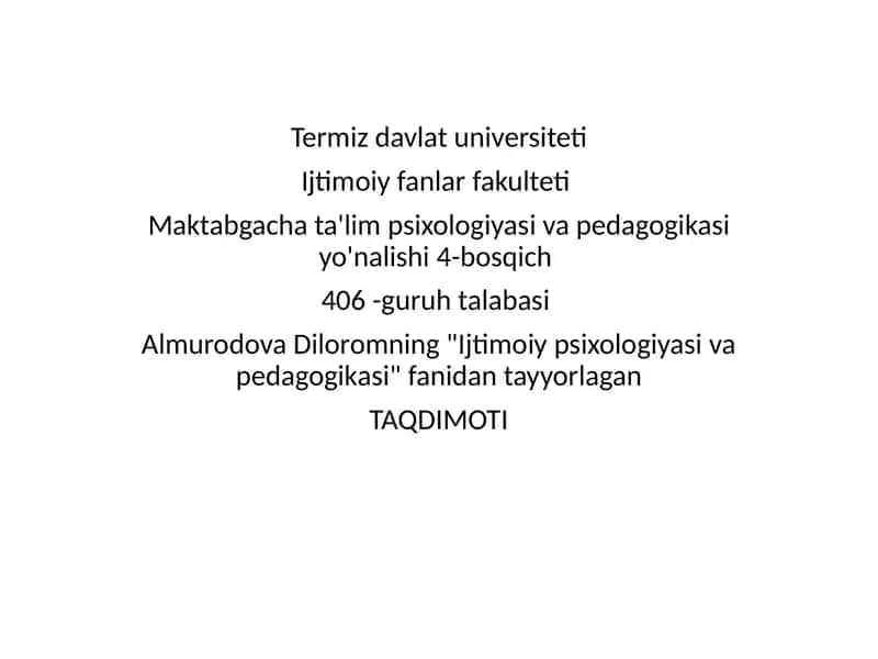 Ijtimoiy Psixologiya va Pedagogika