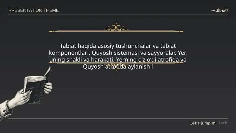 Tabiat haqida asosiy tushunchalar va tabiat komponentlari. Quyosh sistemasi va sayyoralar
