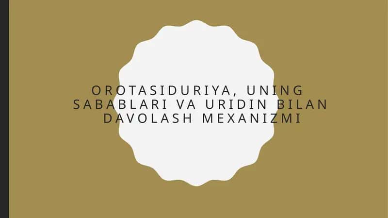 Orotasiduriya, uning sabablari va uridin bilan davolash mexanizmi.