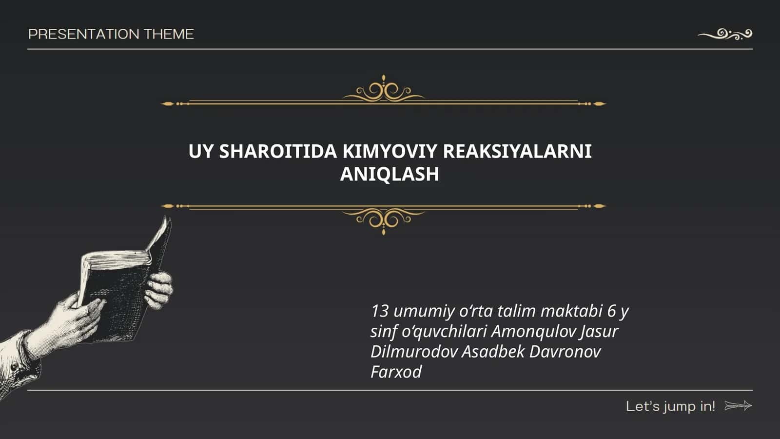 UY SHAROITIDA KIMYOVIY REAKSIYALARNI ANIQLASH