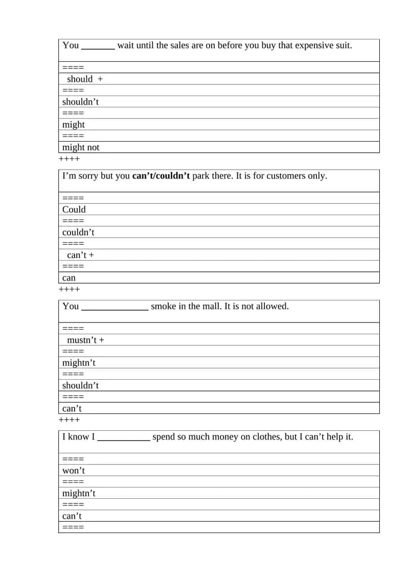 Modal verbs exercise