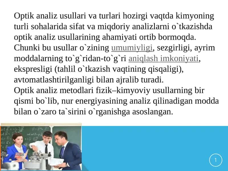 Optik analiz usullari va turlari