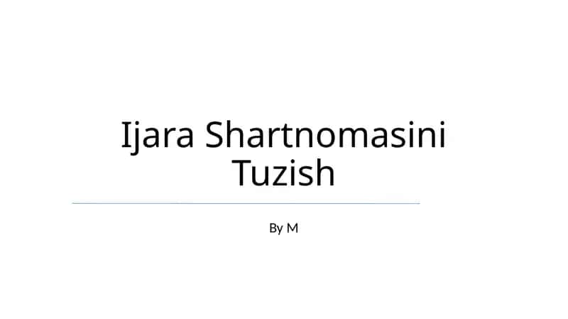 Ijara Shartnomasi Tuzish
